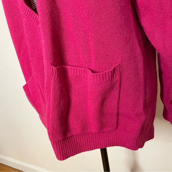 Casual Corner Cardigan Sweater Vintage Lambswool Button Front Hot Pink Large - Picture 3 of 9